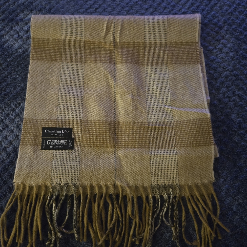 Dior Men's Tan And Brown Cashmere/acrylic Scarf